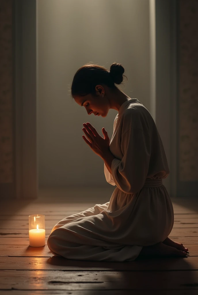 woman praying on her knees