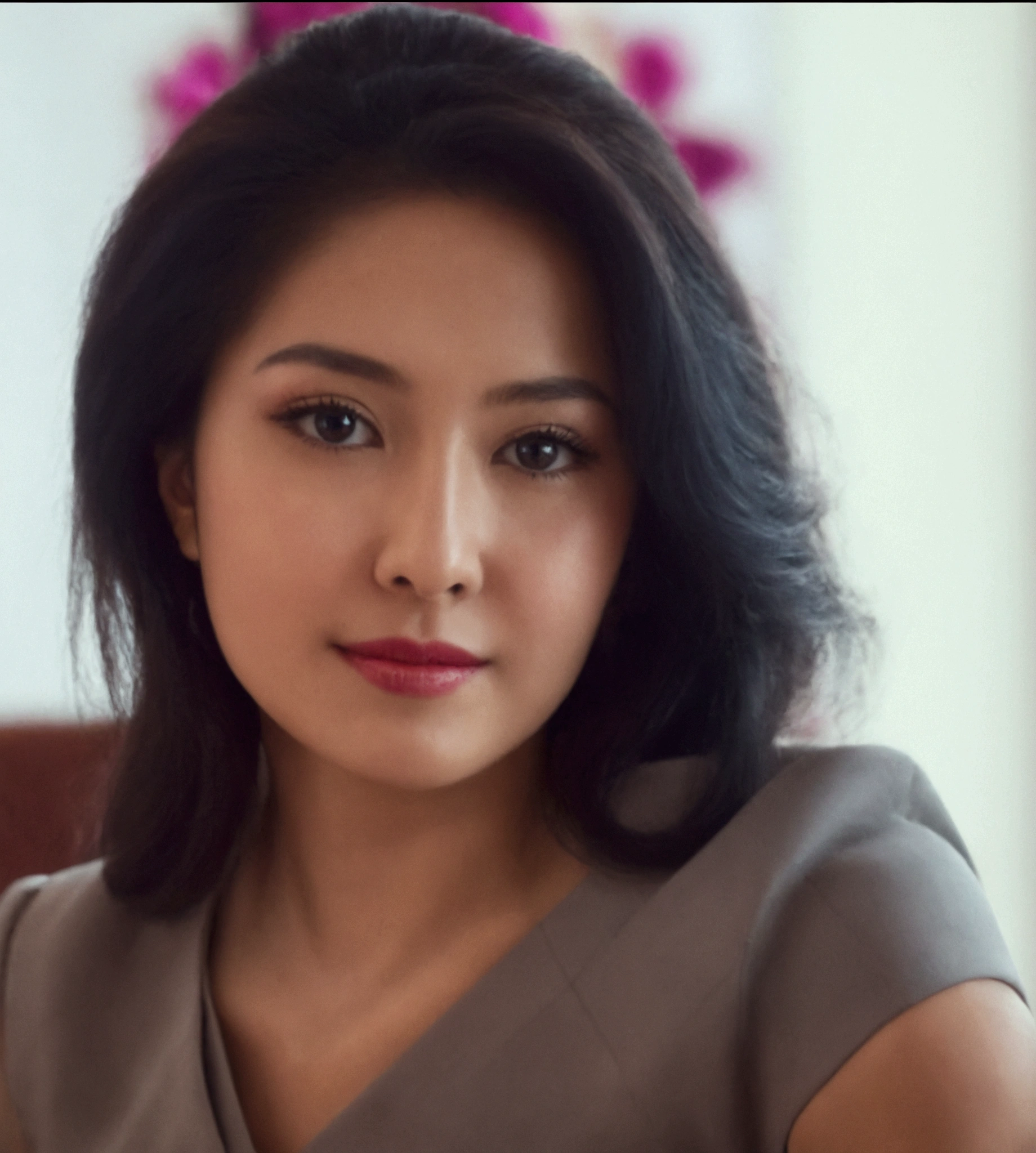 Turn the photo into a business women with face of the picture