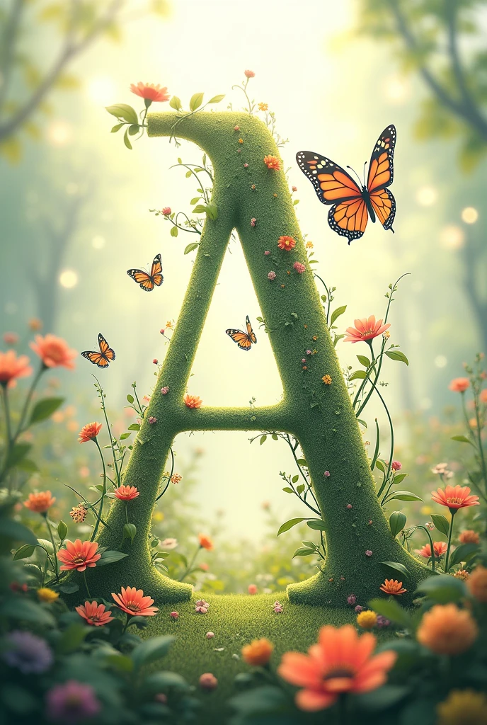Alphabet with floral & butterfly only "A" letter
