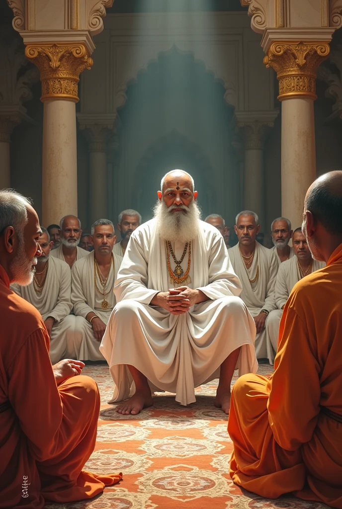 , Srijimaharaj was sitting in the court of Dadakhachar in the middle of Sri Garhda and was wearing all white clothes and in front of his Mukharvind sat a gathering of Paramahans and Haribhakta of the country.