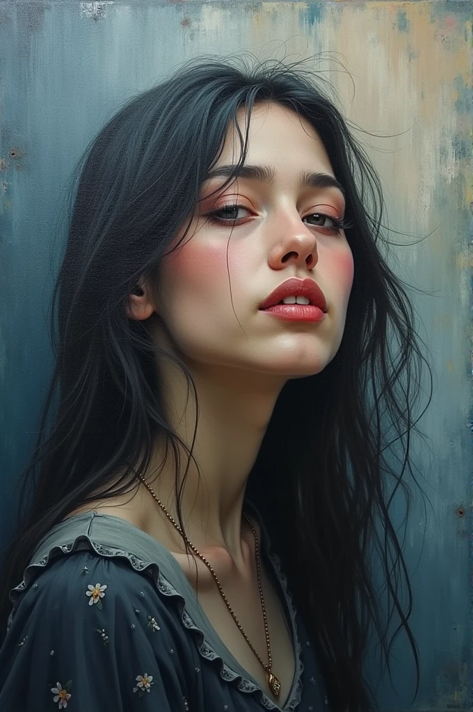 A rough oil painting of sadness becoming happiness
