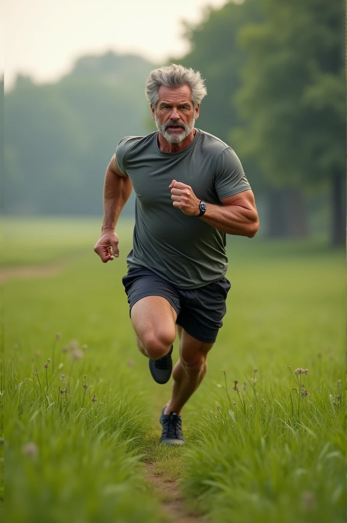 Middle age man running