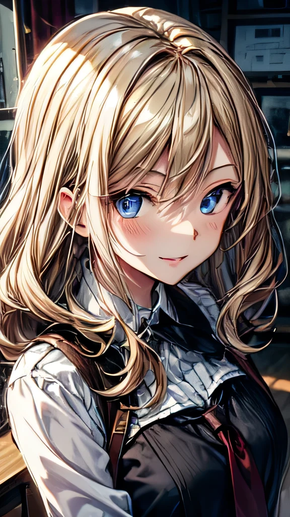 Very delicate,
beautiful girl,
BREAK,
8k,
Highest quality,
masterpiece,
Super adopted,
Ultra-detailed,
Ultra-fine illustrations,
BREAK,
Active Pause, Dynamic Angle,
indoor,
Shiny,
bright,
Rim Light,
BREAK,
one person,
alone,
Perfect female body,
Big Hair,
Fluffy hair,
Air Van,
Long bangs between the eyes,
Round face,
Blue eyes,
smile, Open your mouth,
Medium sized, well-proportioned chest,

全身像

BREAK,Student uniform