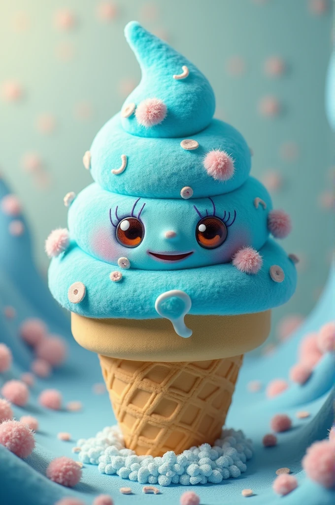 Ice cream corn color of blue and stitch face face