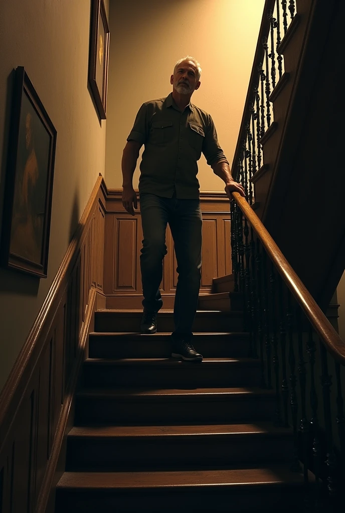 Middle age man going up stairs