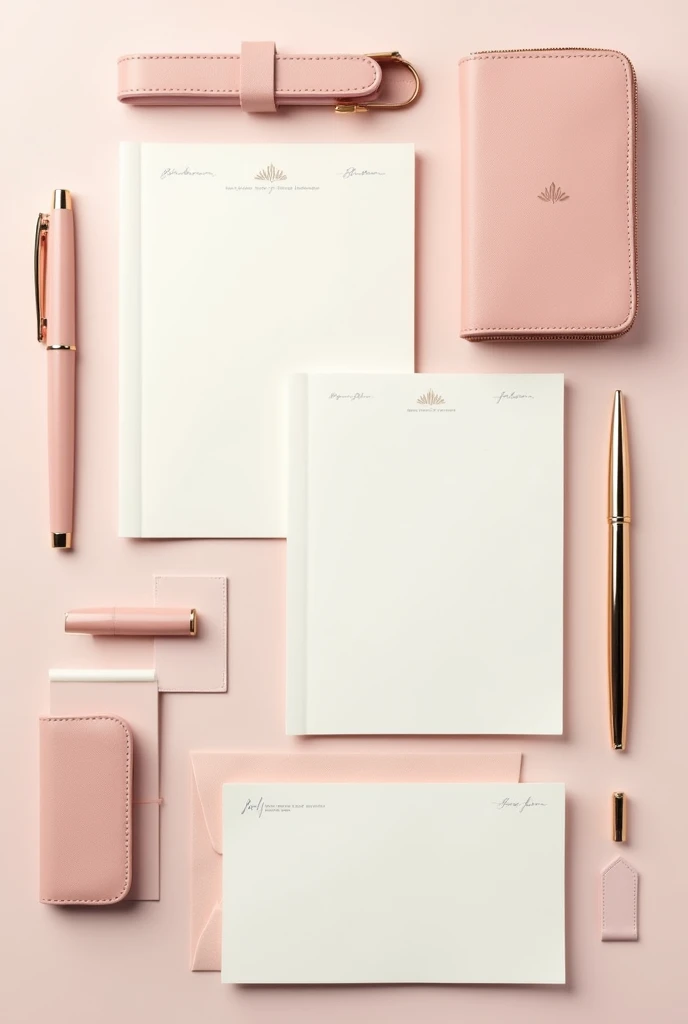 Criarte personalized stationery with equipment in ivory and pink
