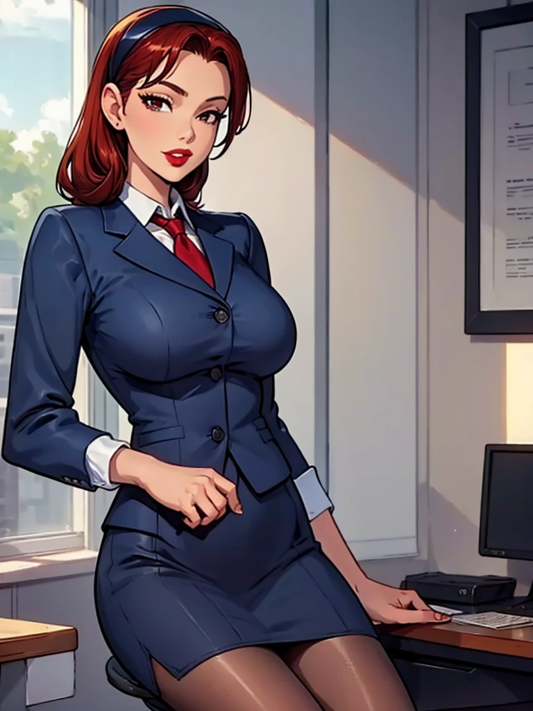 Naked secretary posing in office