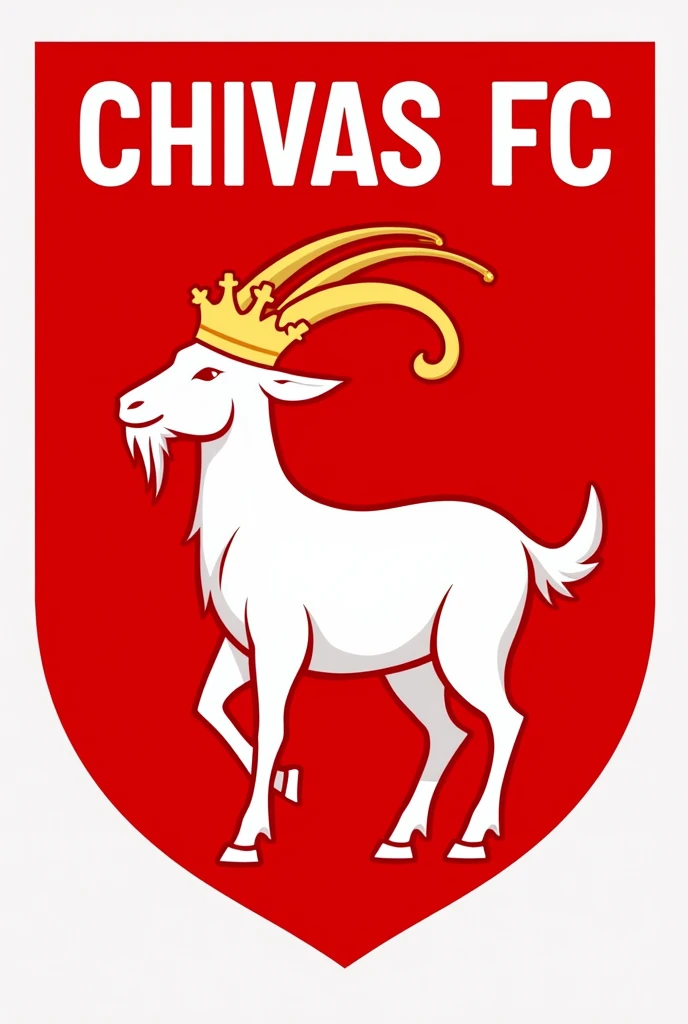 A red square with a goat (a kind of rabbit) In the middle, face to the right. The goat has two tails and wears a crown of golden stars on its head.. At the top of the shield, Name "Chivas FC" in white capital letters.]

This proposal combines the typical elements of a football team (como Name del club y las estrellas) with an emblematic figure representing Chivas (Rabbit). The color red is common in many football teams and can represent passion., energy and strength. The crown of golden stars adds a touch of elegance and distinction to the shield..