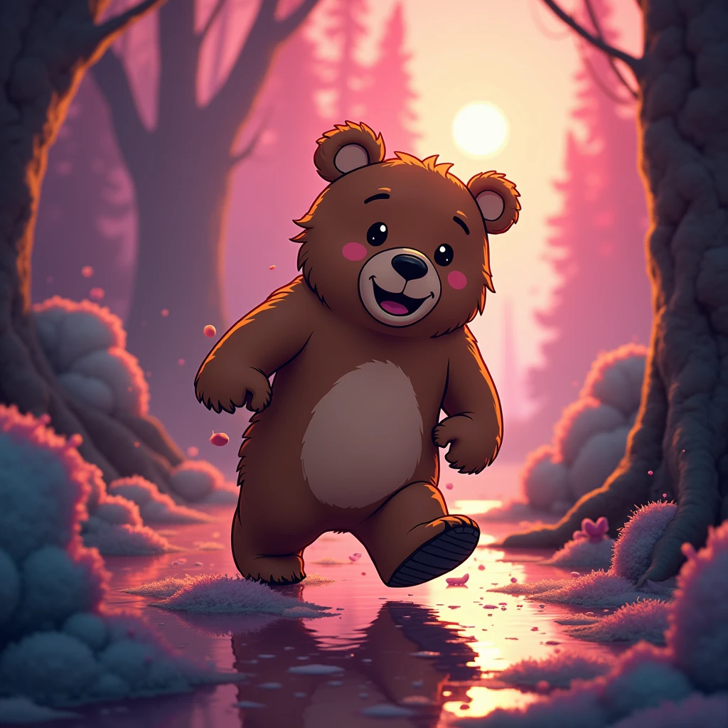 (Brown Bear), in the style of cartoon-like characters, grainy, kidcore, minimalistic illustration. Beautiful cinematic lighting, surreal, color graded, dynamic movement, captivating chiaroscuro, (special effects:0.1), full body, award-winning, cinematic still, emotional, vignette, dynamic, vivid, (masterpiece, best quality, photorealistic, Professional, perfect composition, very aesthetic, absurdres, ultra-detailed, intricate details:1.3)