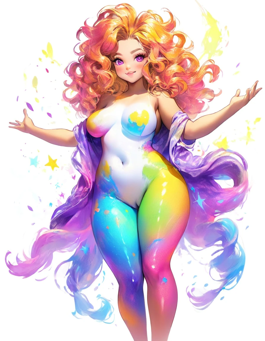a beautiful nude woman with big messy hair, seductive pose, curvy, full body, vibrant, cute detailed digital art, colorfull digital fantasy art, digital fantasy art ), glossy digital painting, pastel vibrant