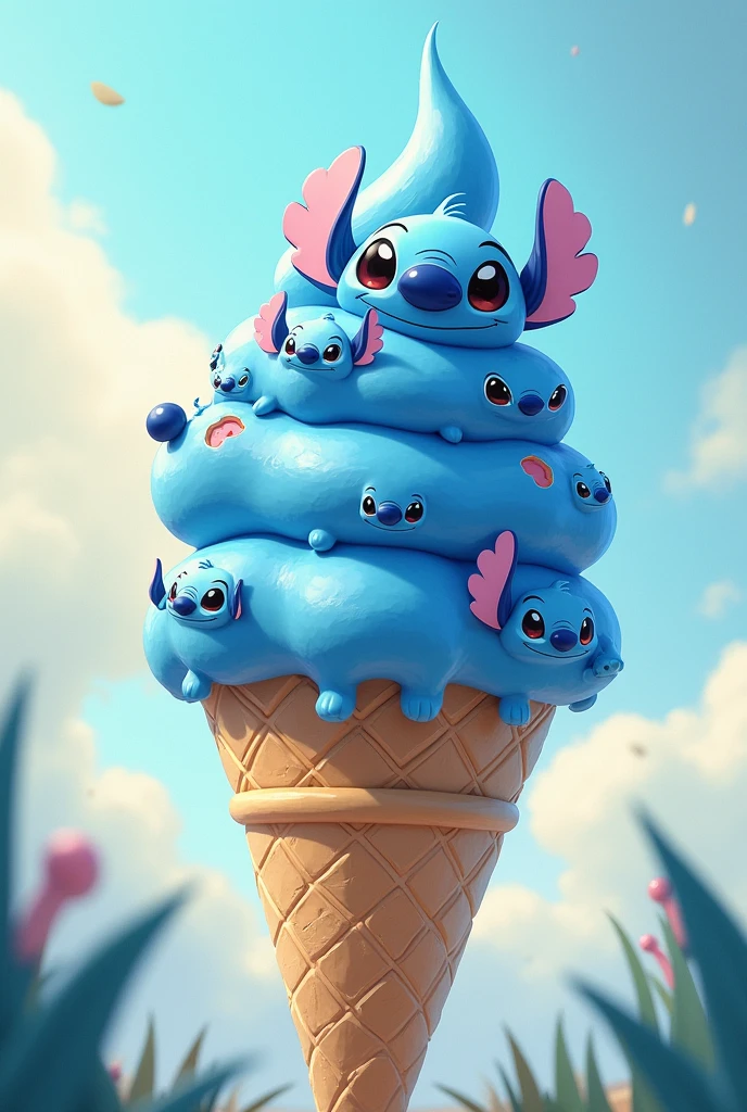 Ice cream corn color of blue and stitch 