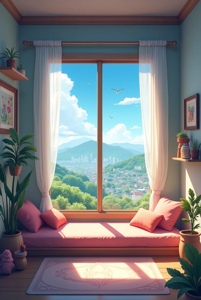 Make a simple anime room, with which you can sit by the window