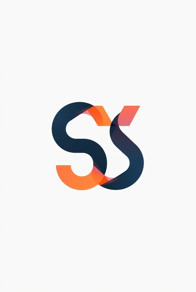 Create a flat vector, illustrative-style lettermark logo design for a marketing company named 'SMSV', where the initials 'S', 'M', 'S', and 'V' are creatively intertwined to form a sleek, modern monogram. Use a combination of deep blue and vibrant orange to symbolize trust and creativity against a white background. Do not show any photo detail shading.