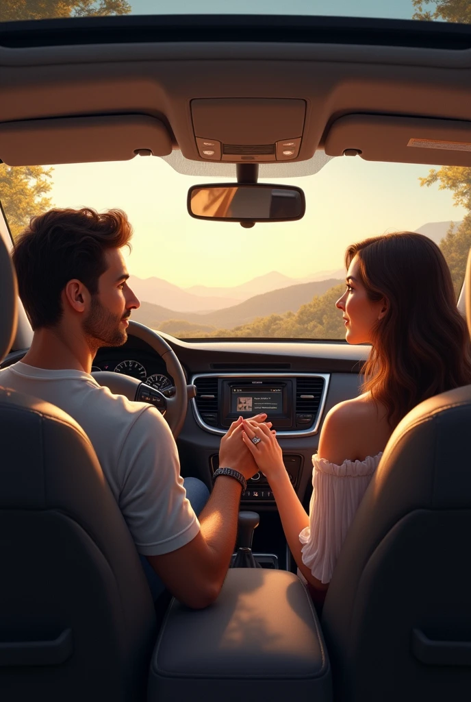 A guy who sits in a KIA Sportage with girls holding hands with each other romantic art