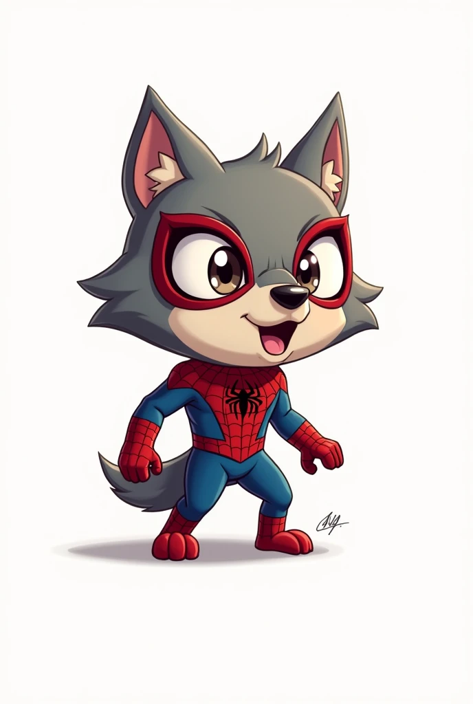 Wolf dressed as spiderman Easy and small