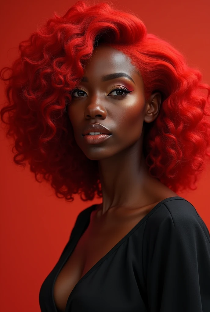 Create a black woman with red hair