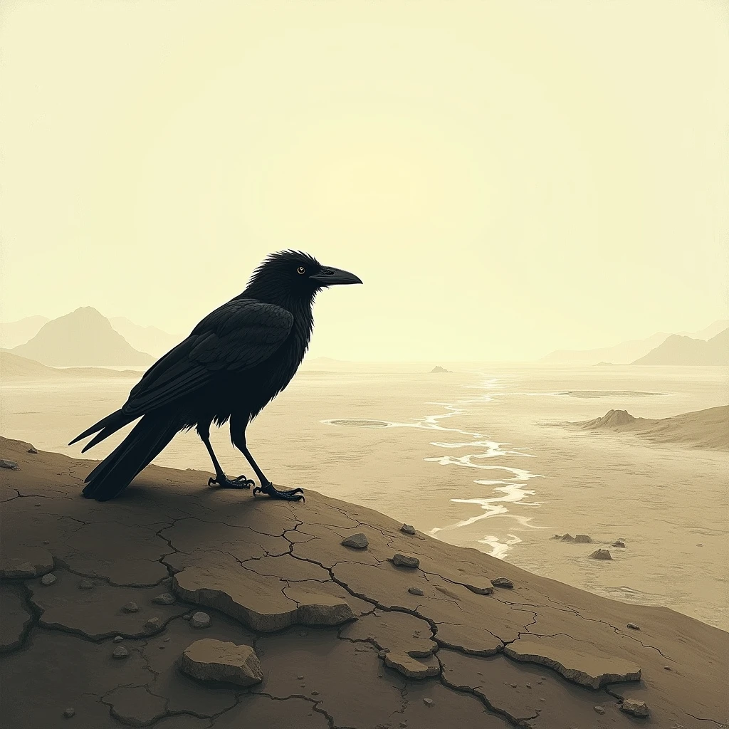 But the black crow did not find water anywhere