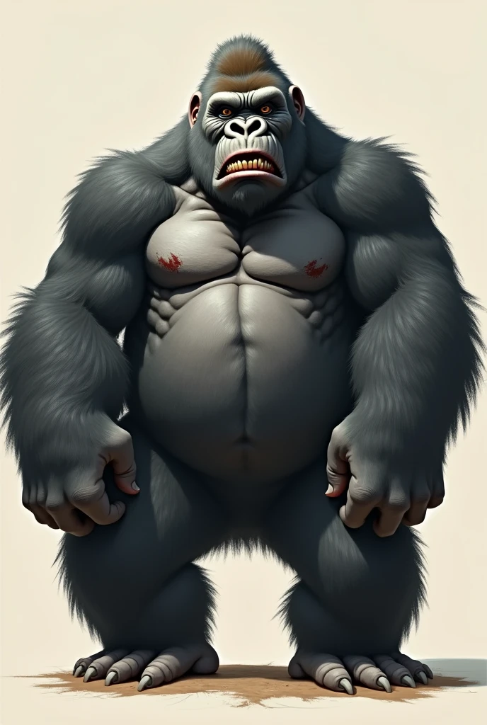 Gorilla with big, fat legs and diarrhea