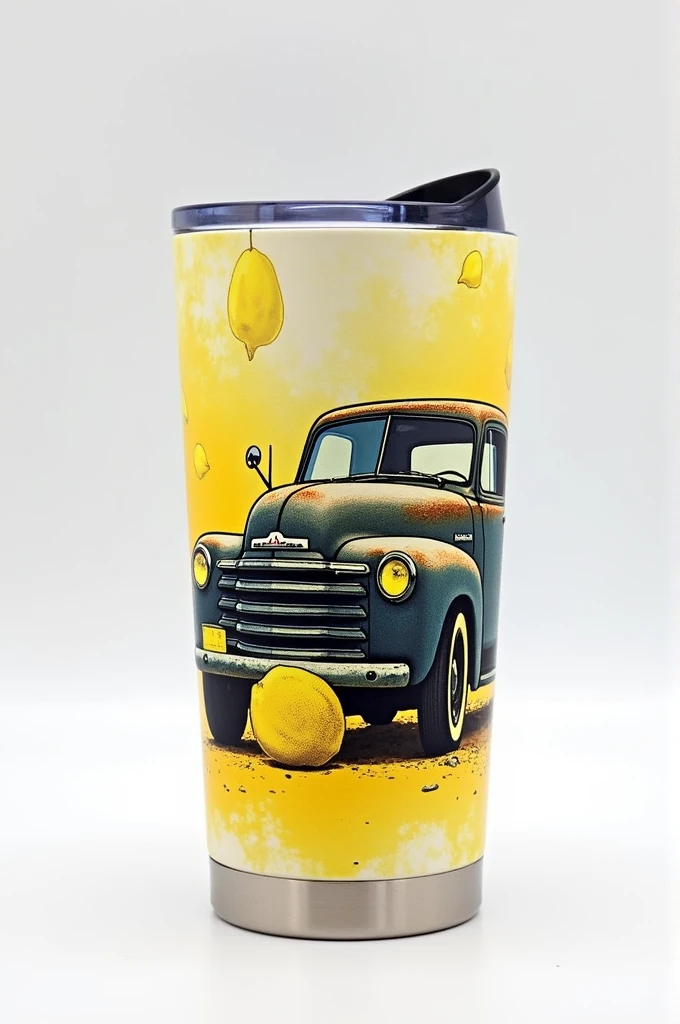Generate a ycup 22oz with print of PICKUP LEMON because i have lemonade business