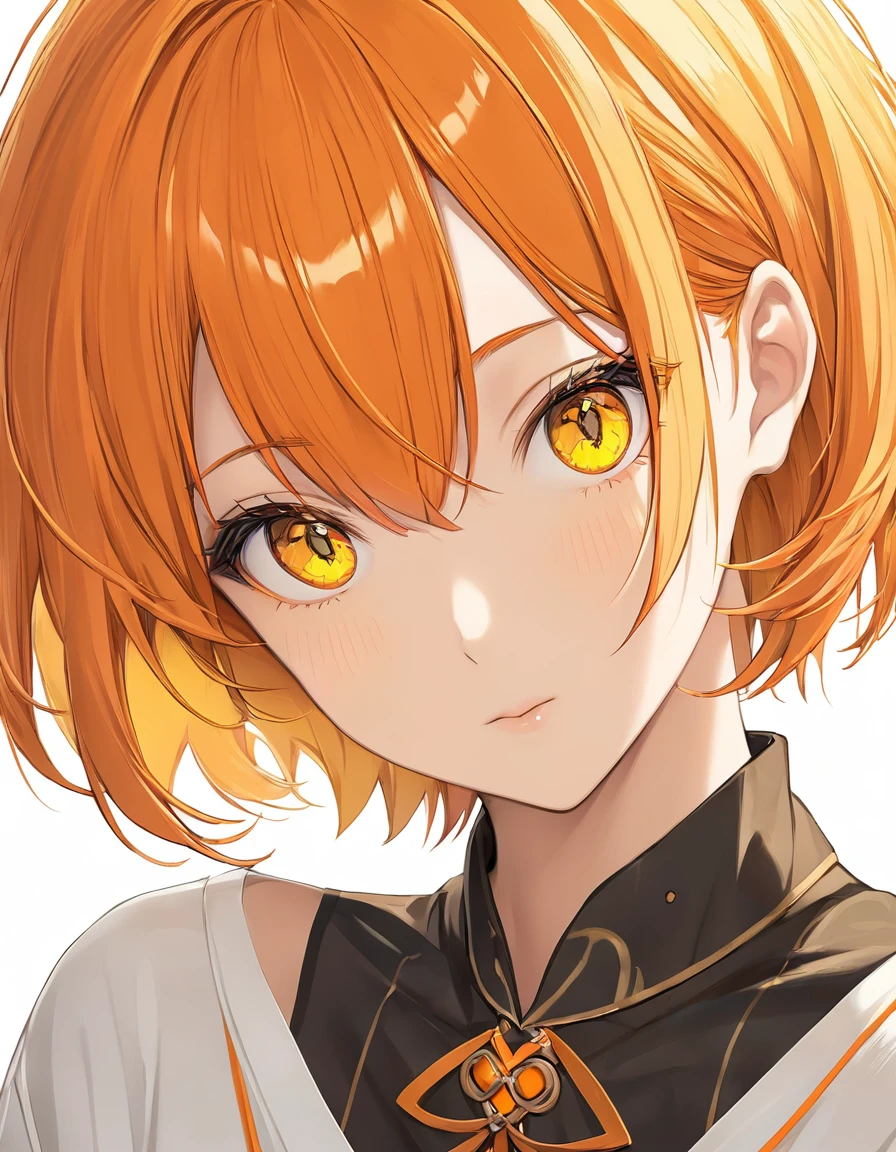 Beautiful adult woman、((Orange short hair))(Yellow Eyes)、(She's dressed as a sexy wizard)、Close-up of face、Have a magic wand