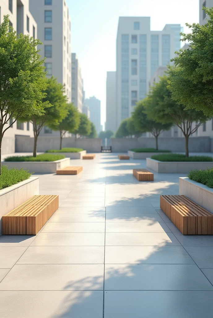 Create an empty square with benches