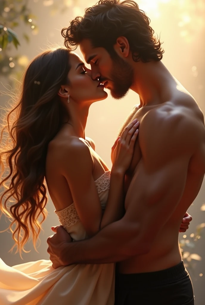 pretty girl and handsome boy making out