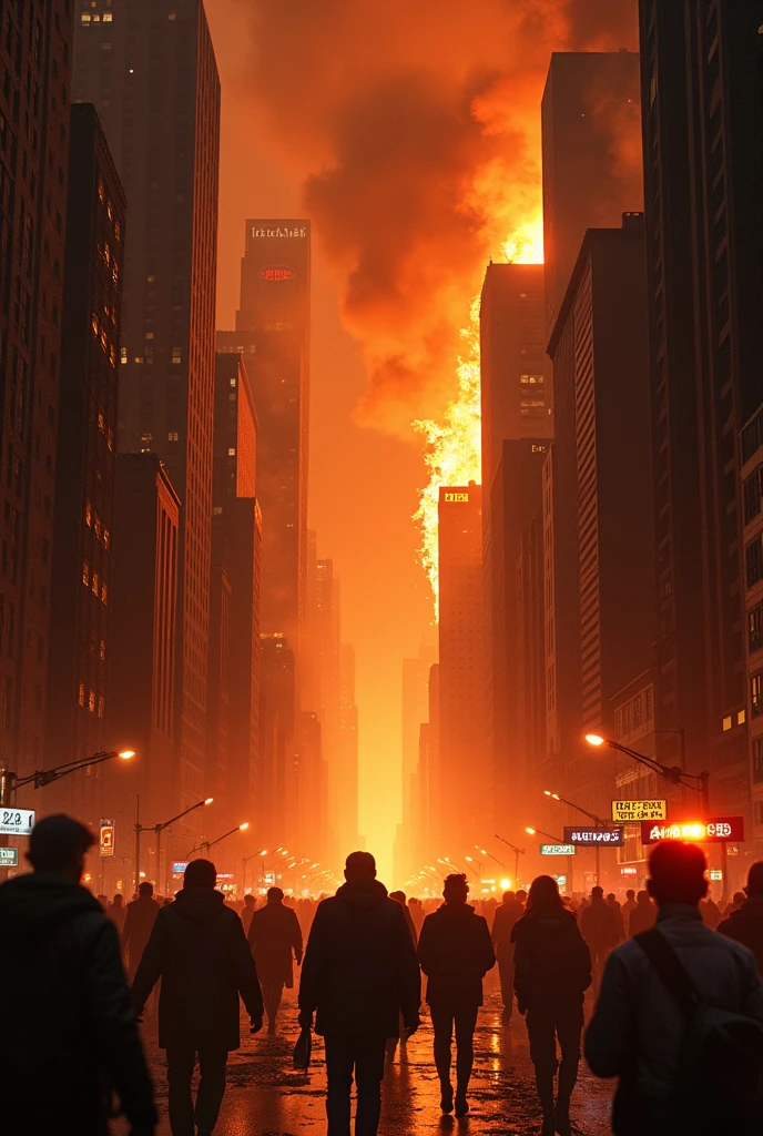 New York, at night, Burning City