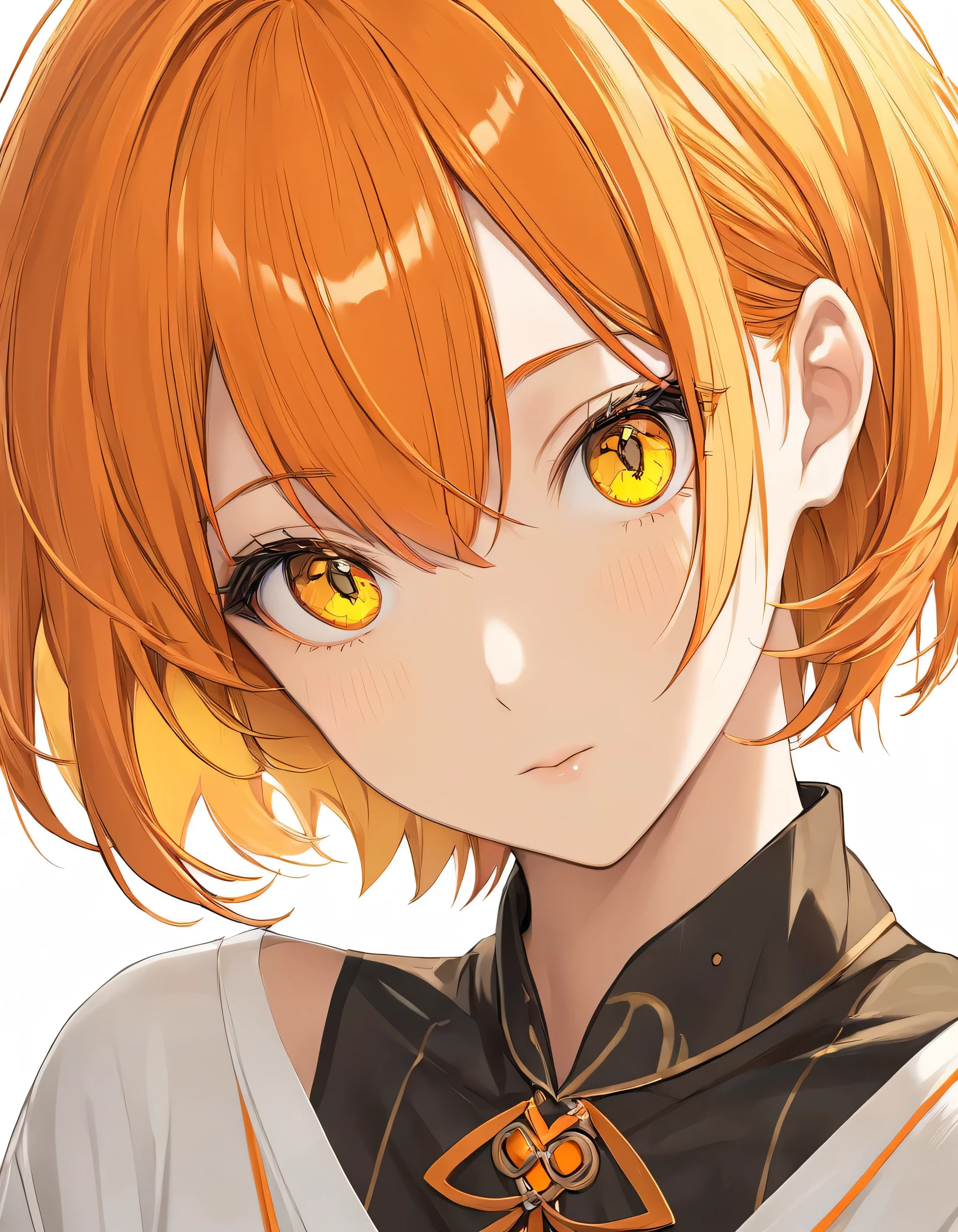 Beautiful adult woman、((Orange short hair))(Yellow Eyes)、(She's dressed as a sexy wizard)、Close-up of face、Have a magic wand