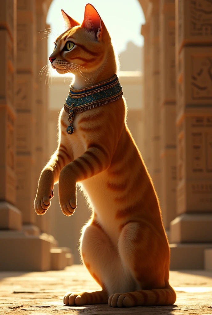 Real Egyptian cat standing on its leg
