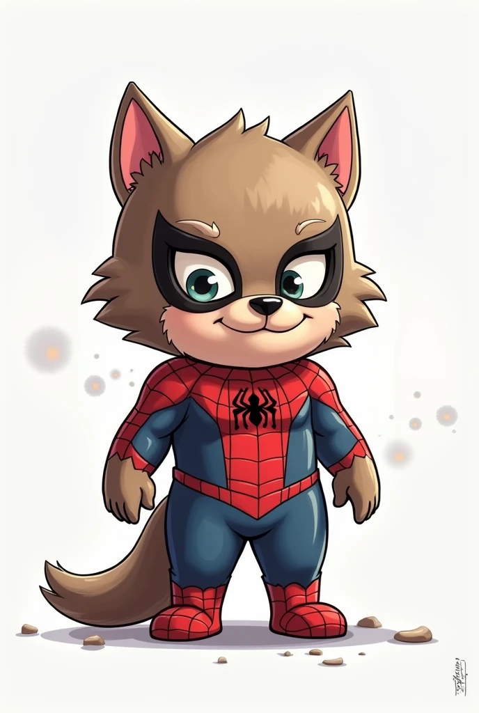 Spiderman dressed as a wolf and small and easy to draw