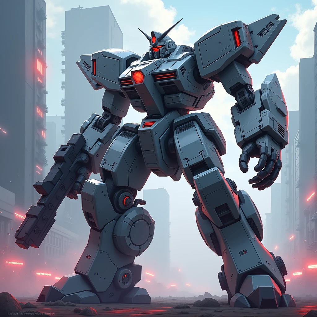 anime, huge 4legs robot, cannon