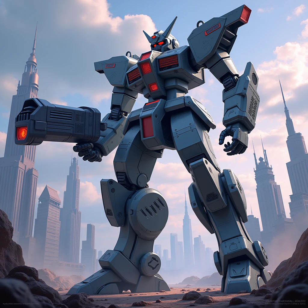 anime, huge 4legs robot, cannon