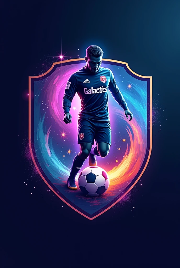 Animated soccer logo that says GALACTICS 