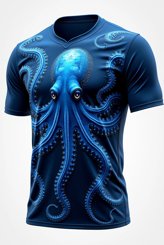 Create a football shirt with an octopus on the back and tentacles on the front