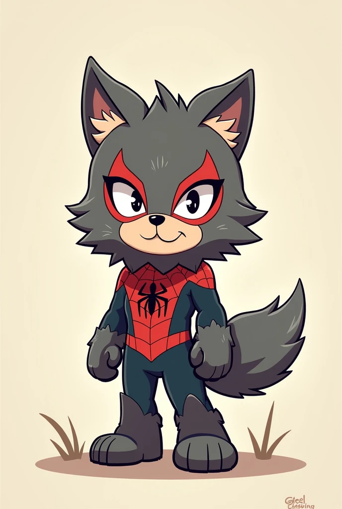 Spiderman dressed as a wolf and small and easy to draw 