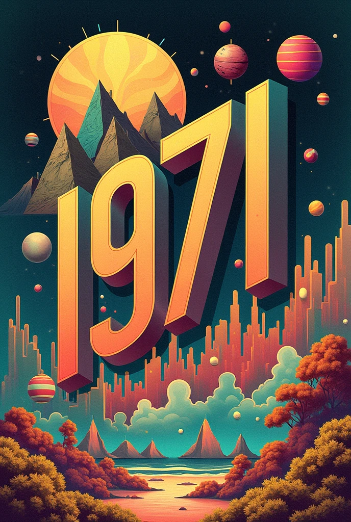 Generate an image  consists 1971 
