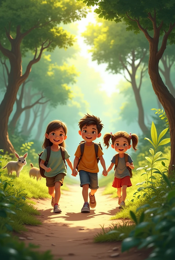 3 kids walking