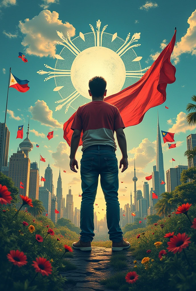 Generate a picture that demonstrate the tensions and interactions between the nation-state and globalization, such as global environmental agreements, or international trade negotiations.
Shows a poster that depicts the participation of the Philippines in the global community