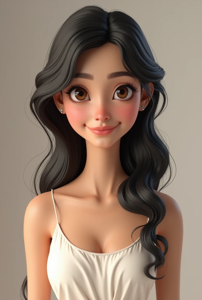  bangladeshi girl, oval shape face, smile, attractive eyes,  standing, 3d render