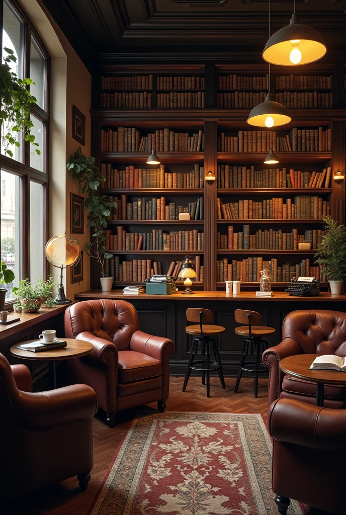 Books and coffee, literary cafe
