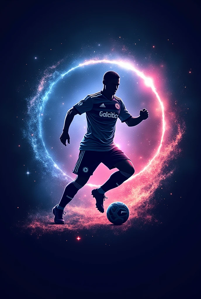 Animated soccer logo that says GALACTICS