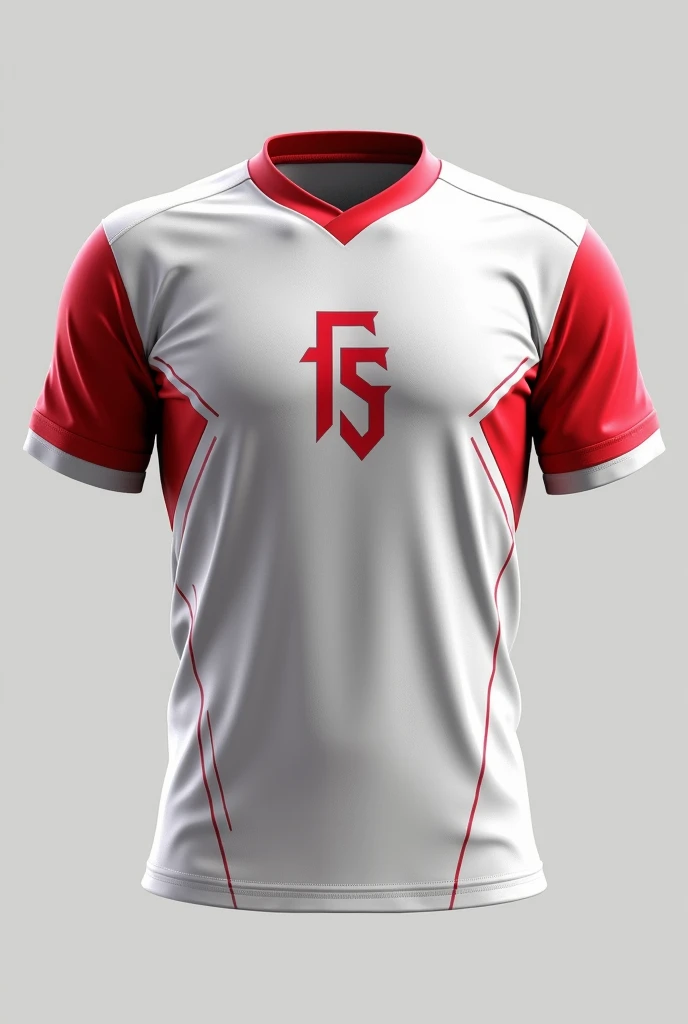 Creat a jersey of FS ESPORTS IN WHITE AND RED BLODY COLOR