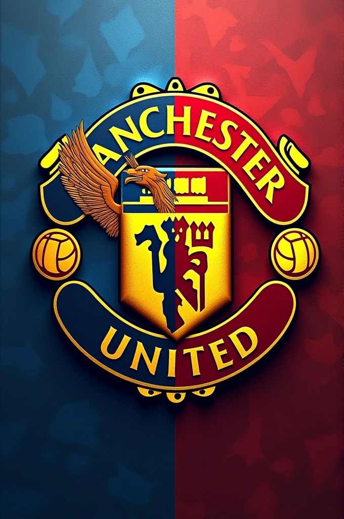 Merger of the shields of Olimpia of Paraguay and Manchester United 