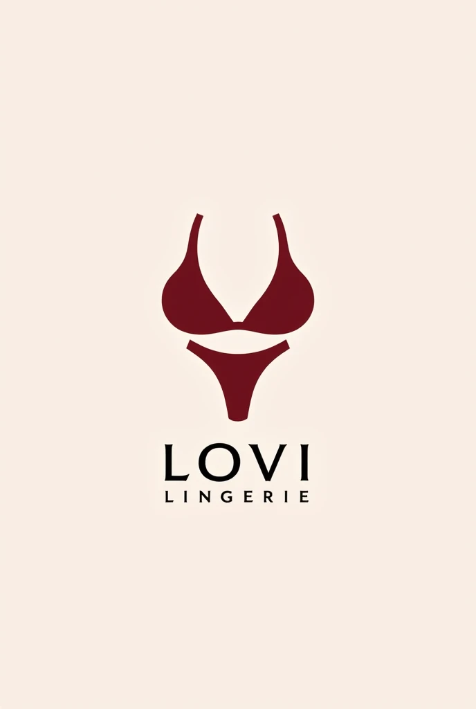 Create a logo for a lingerie store with the name LOVI LINGERIE in red with a bra and panties 