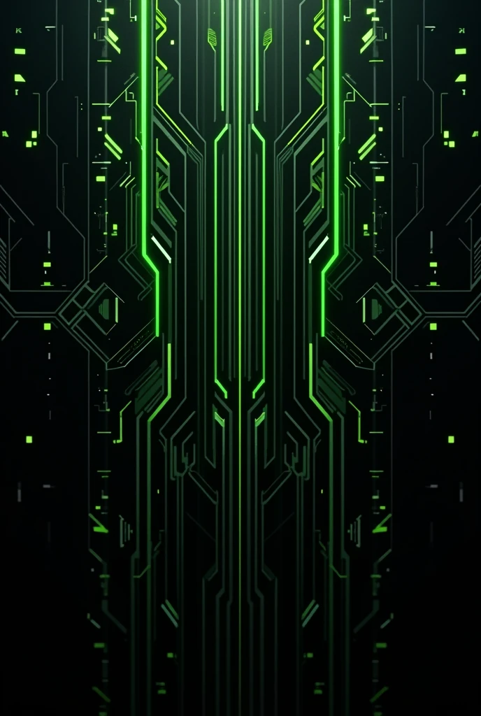 A poster with green and black tech background dark theme