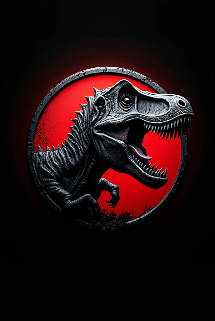 Create me a type of logo that has a rex and that is super real and that is black with red another that is more realistic