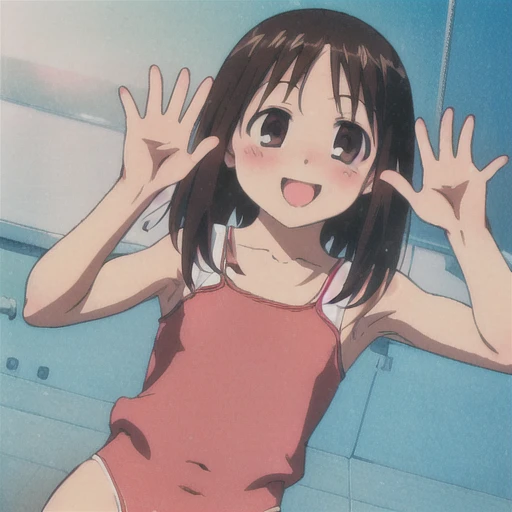  ayumu kasuga, Brown Hair, Brown eyes, smile, Open your mouth, Very detailed，high quality，Ahegao，blush，Expose，Small breasts，Gold Micro Bikini，Lift your legs，((Lesbian Sex，))Lower Body，Spread your legs wide，(((Browsing Caution，sexy，)))