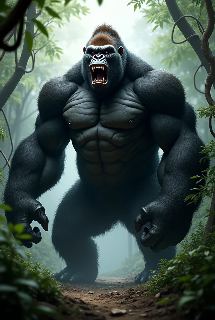Create for me a muscular and angry Gorilla