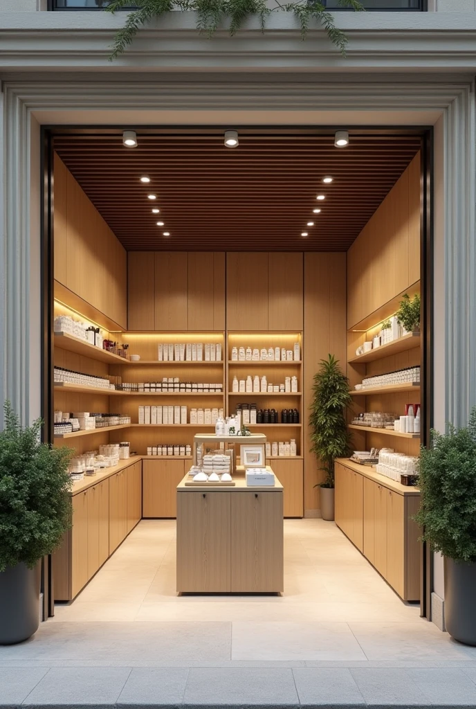 Minimalist pharmacy and cosmetic store 