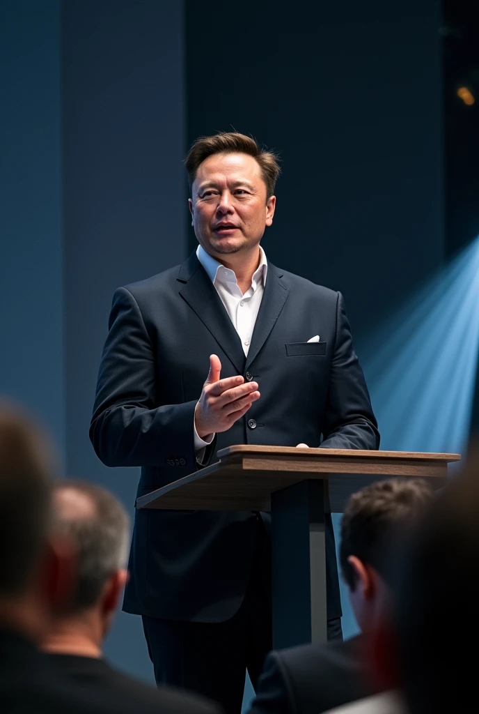 A photo of Elon during a press conference or major announcement.